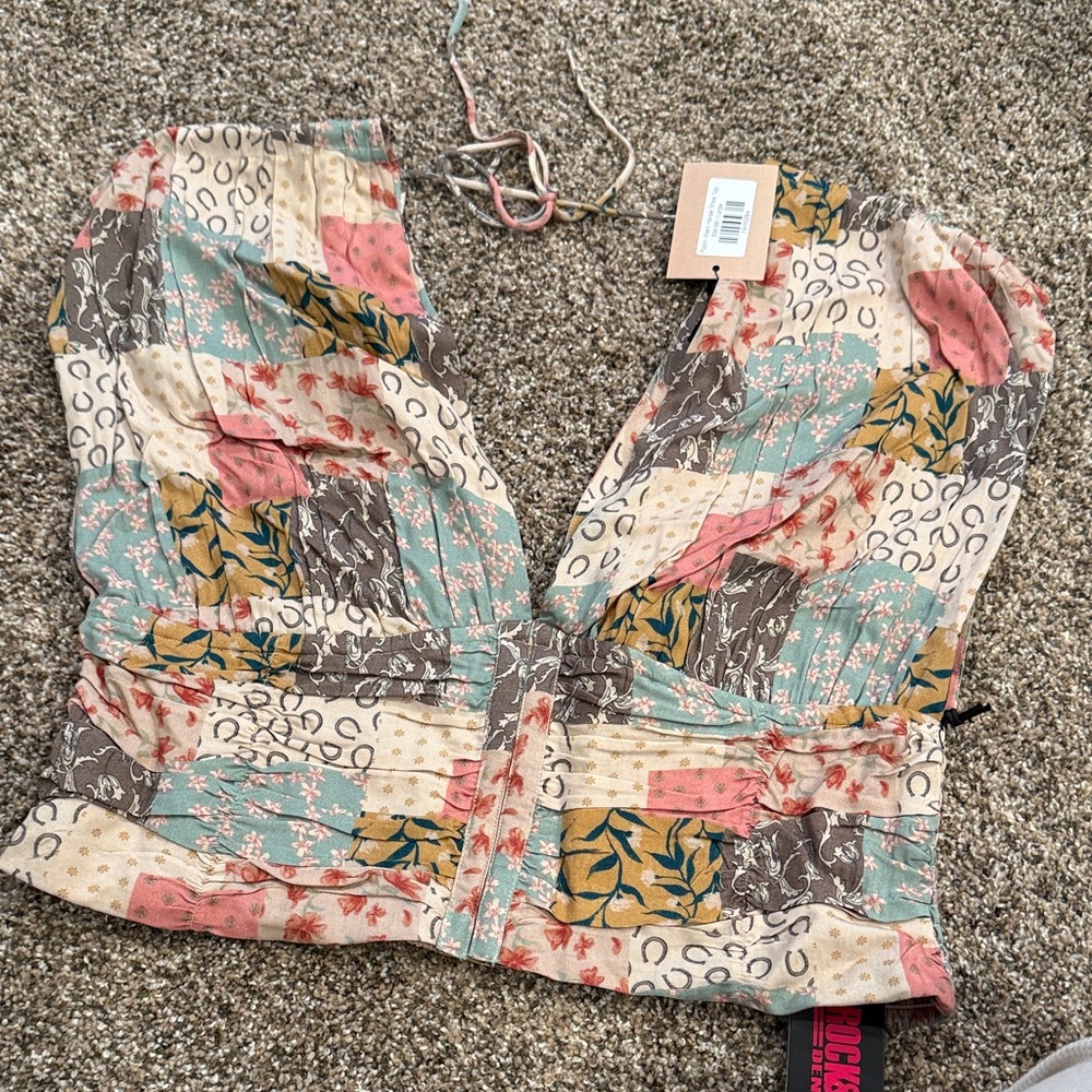 Rock & Roll Cowgirl Multicolor Patchwork Top